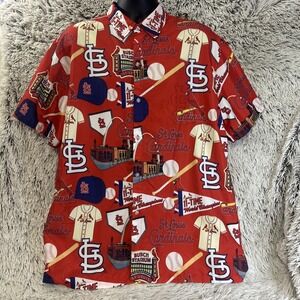 St Louis Cardinals Baseball Shirt Fan Gear Red Blue‎ Busch Stadium World Champs